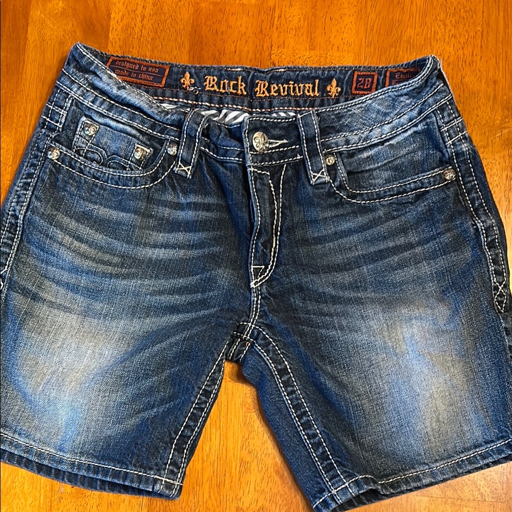 Rock Revival Dark Blue Denim Shorts